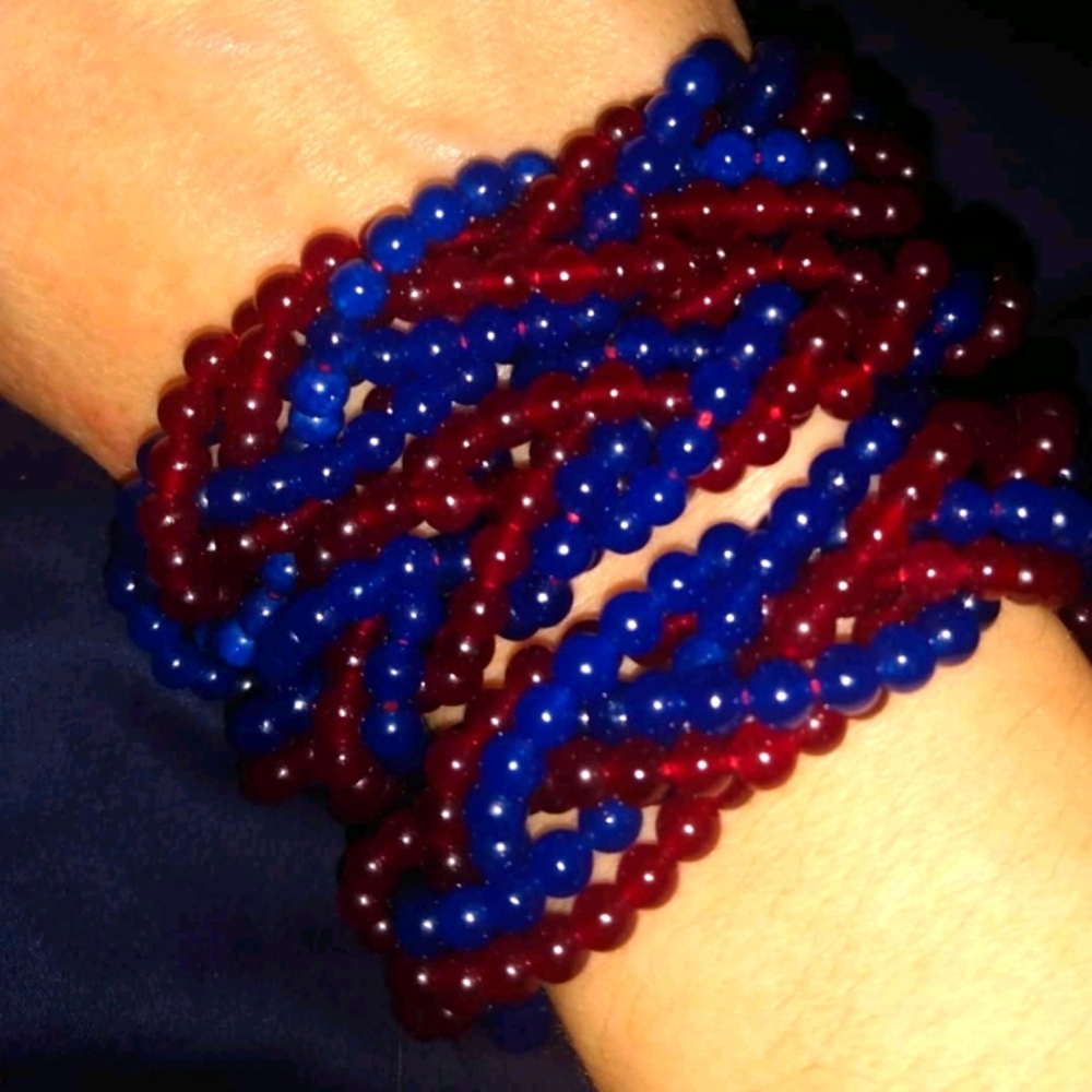 Ruby and Sapphire braided necklace